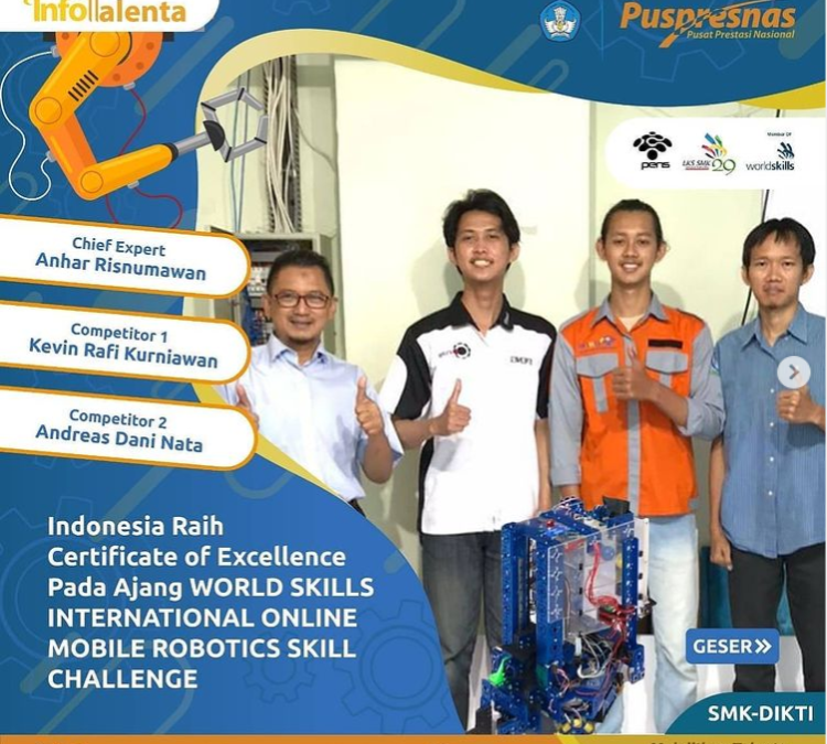 Perolehan Certified of Excellence pada Worldskill International Online Mobile Robotics Skill Challenge 2021